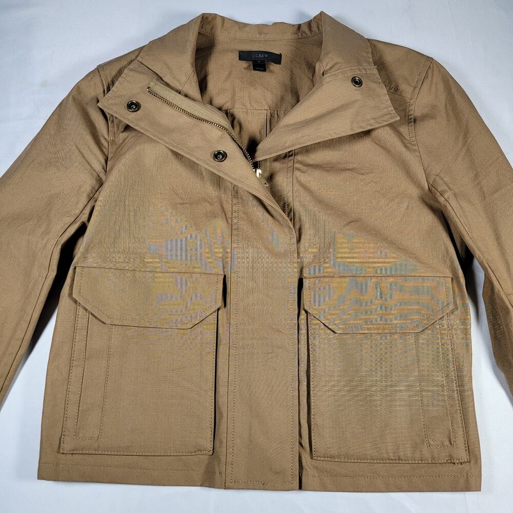 J.Crew Womens Utility Jacket Size 0 Tan Cotton Military Safari Coat Gorpcore